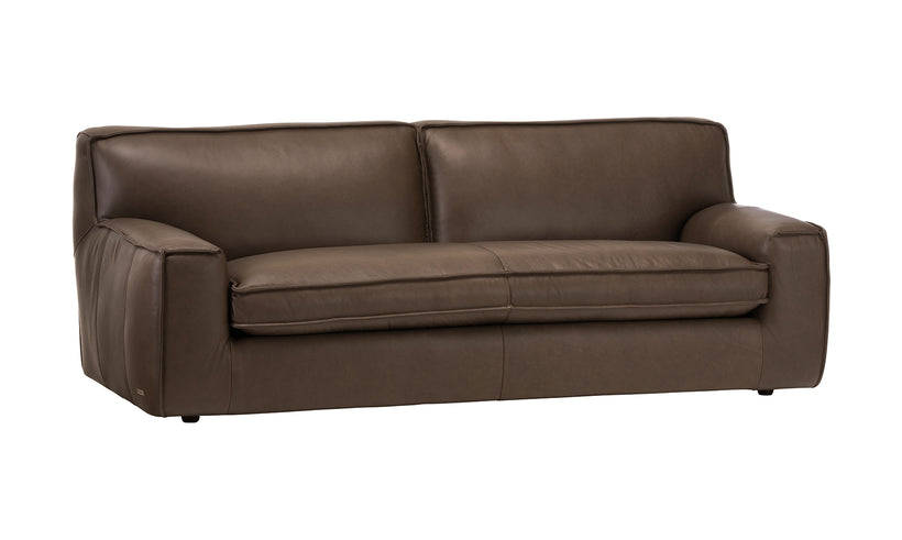 Brown leather sofa on a white background